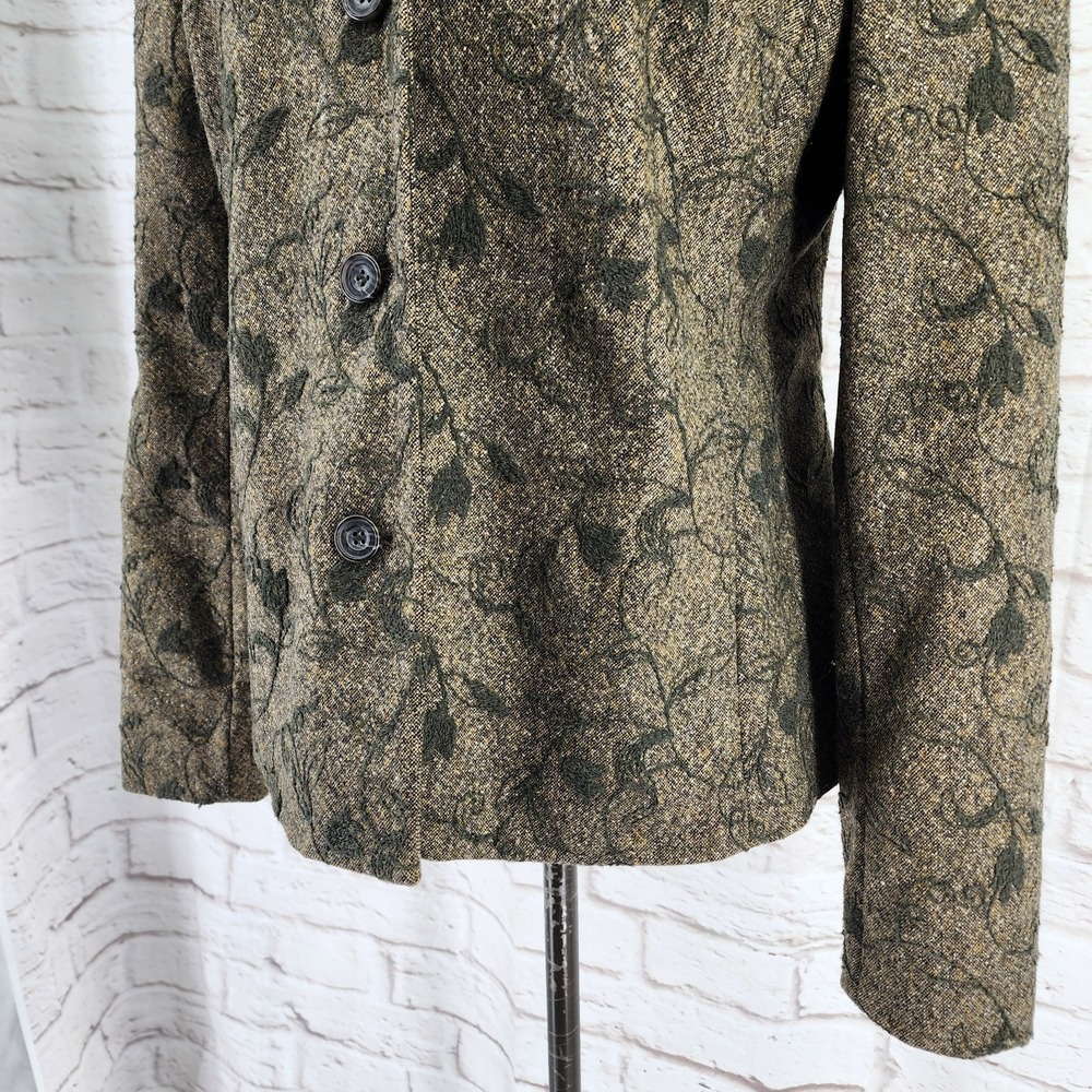 Vintage Talbots Silk Wool Blazer Jacket 10 Forest Fairy Earthy Mori Goblin Work - Picture 6 of 9